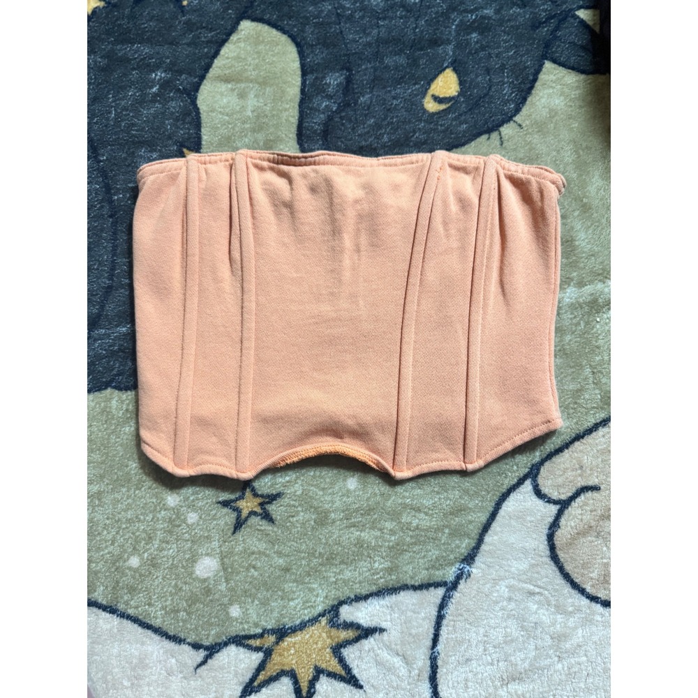 Emory Park Peach Corset Top S Sleeveless Zip Back Cropped Fitted